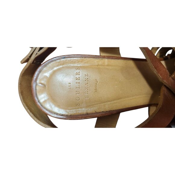 Sézane Les Souliers Sandales High Marius brown leather heels sz 37 US 6.5 - Picture 9 of 12